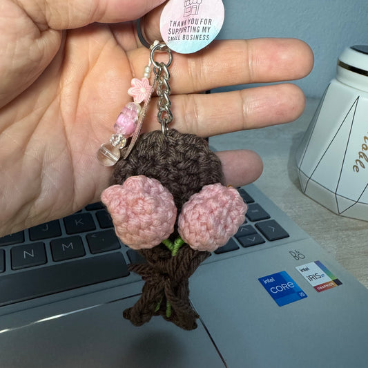 Handcrafted Crochet Flower Bouquet Keychain – Elegant & High-Quality