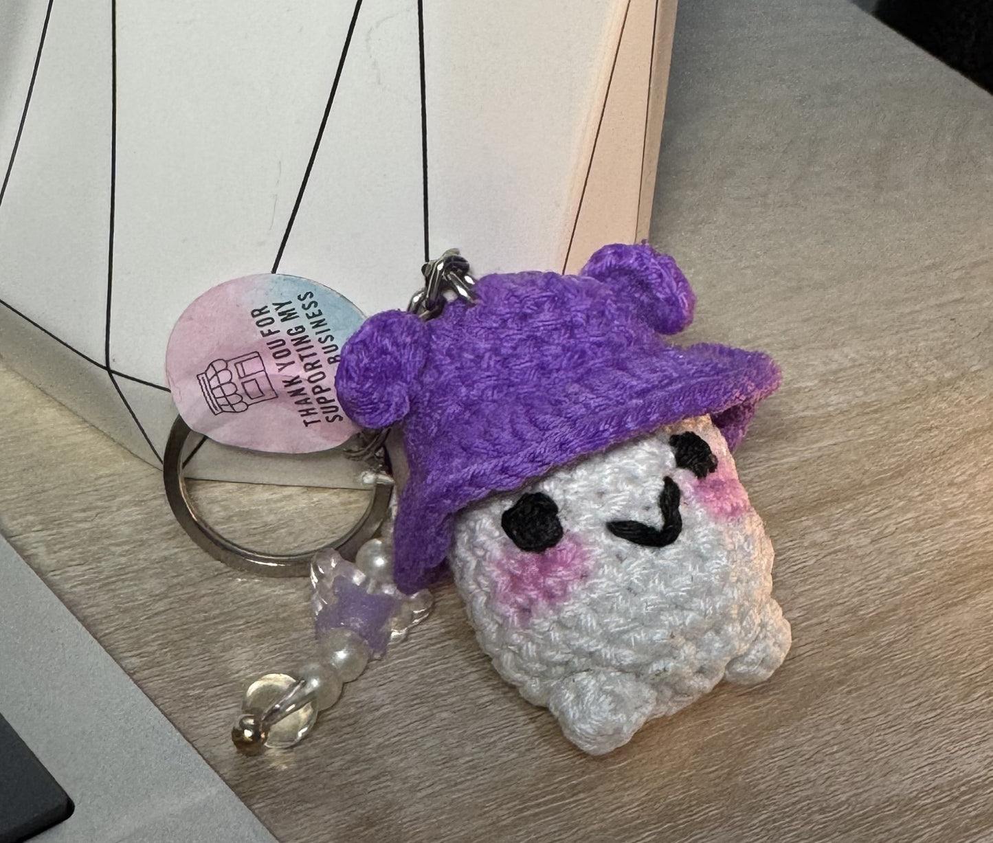 Handcrafted Cute Egg Keychain with Purple Sun Hat – High-Quality & Adorable